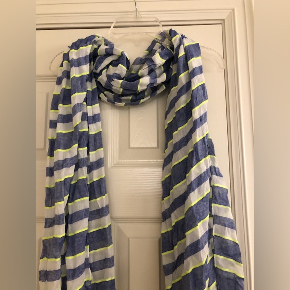 J Crew blue and bright green scarf
